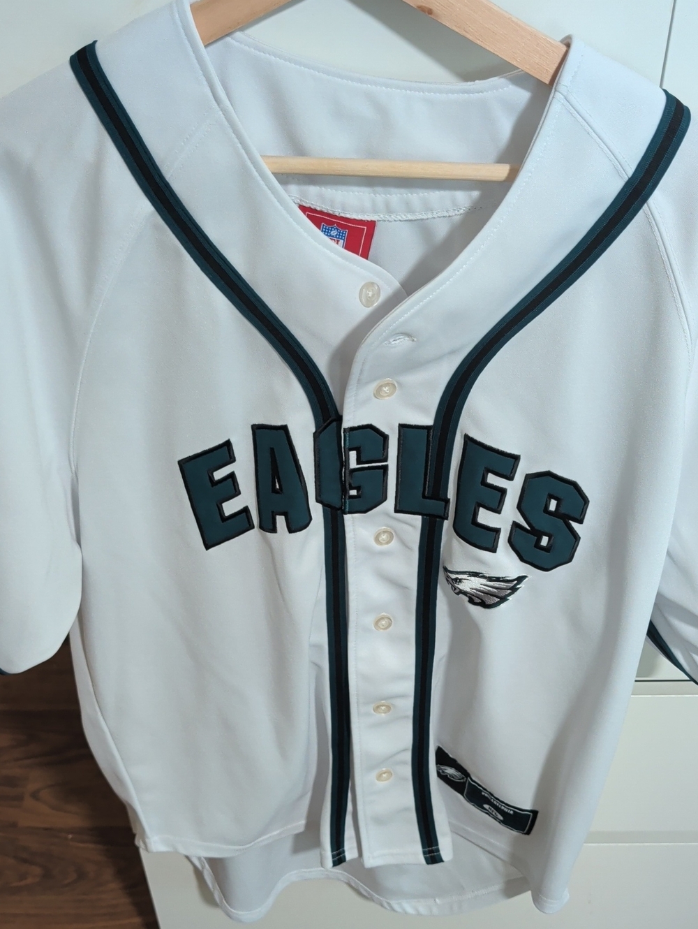 Eagles NFL White Jersey with Red Label